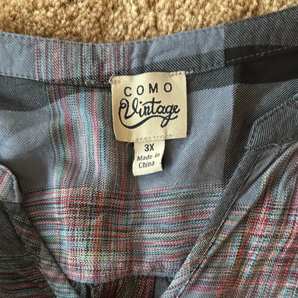 Como Vintage Multicolor Plaid Top - Picture 2 of 4